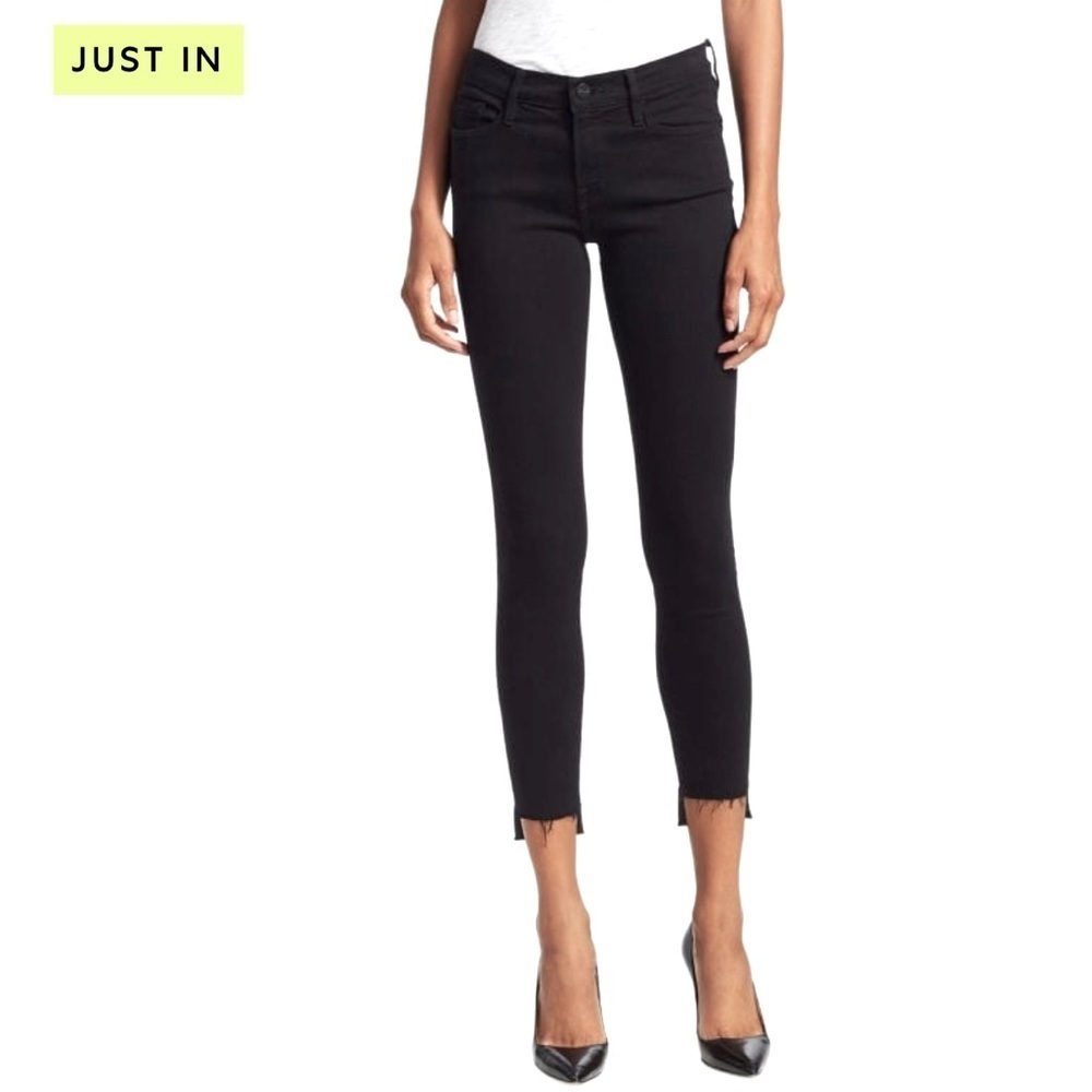Frame Le Skinny de Jeanne Mid-Rise Raw-Edge Step Hem Jeans